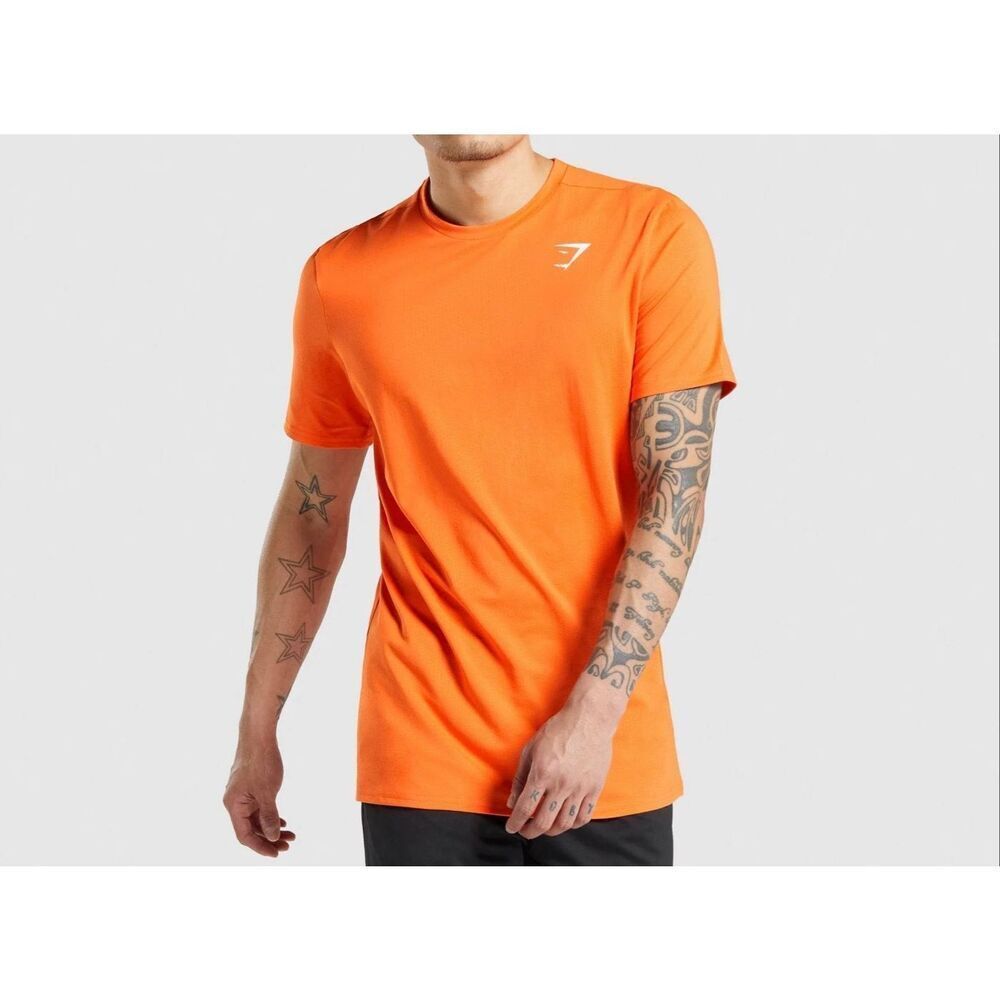 Gymshark Orange Athletic Training Shirt Size L Men’s Performance Gym Workout Tee